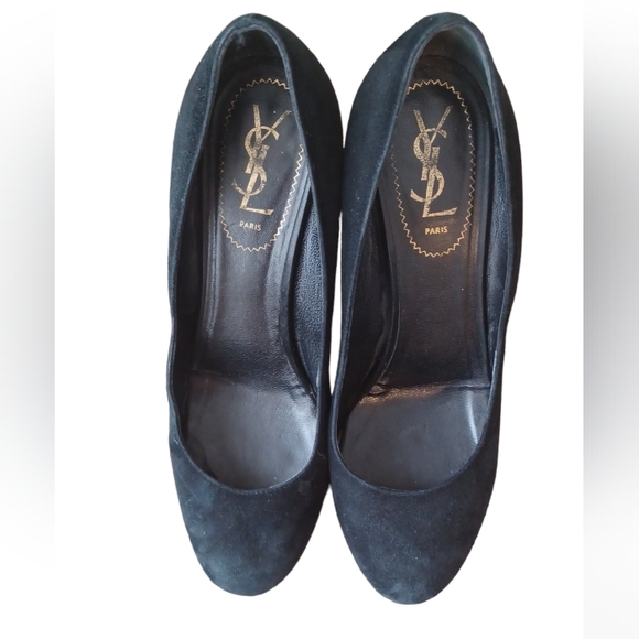 YSL Yves Saint Laurent Tribtoo Black Suede Leather Platform Pump - Picture 8 of 16